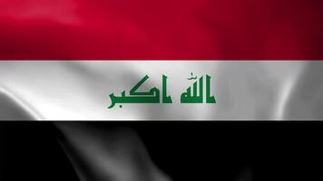 Irak vlag video golvend in wind. realistisch vlag achtergrond. dichtbij omhoog visie, perfect lus, 4k beeldmateriaal