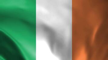 irisch Flagge winken im Wind Video Aufnahmen voll hd. realistisch irisch Flagge Hintergrund. Irland Flagge