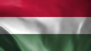 Hungary Flag. Waving Fabric Satin Texture Flag of Hungary 3D illustration. Real Texture Flag of the Hungary 4K Video