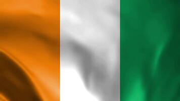 Irish flag waving in wind video footage Full HD. Realistic Irish Flag background. Ireland Flag