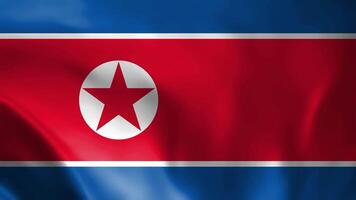 mooi noorden Korea vlag video. 3d noorden Korea vlag langzaam beweging video. noorden Korea vlag blazen dichtbij omhoog. vlaggen beweging lus 4k resolutie achtergrond. vlag detailopname 4k video