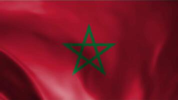 Marocco bandiera agitando nel vento. senza soluzione di continuità ciclo continuo animazione di il Marocco bandiera. video