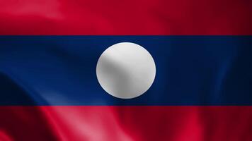 Laos flag, Laos Background, Laos flag waving in the wind. The national flag of Laos, Official colors and Proportion Correctly flag seamless loop animation video