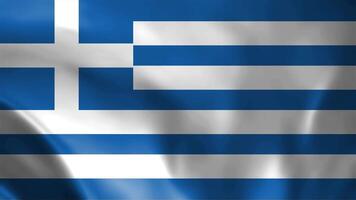 Greece Flag. Waving Fabric Satin Texture of the Flag of Greece 3D illustration. Real Texture Flag of the Greece 4K Video