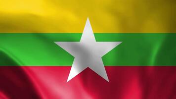 myanmar acenando bandeira, myanmar bandeira, bandeira do myanmar acenando animação, myanmar bandeira 4k cenas video