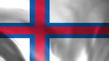 faroe öar flagga vinka i långsam rörelse i de vind. sömlös slinga animering med i hög grad detaljerad tyg textur i 4k upplösning. video