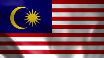 Flag of Malaysia, National flag of Malaysia, Waving flag of Malaysia, 4k render seamless animation video