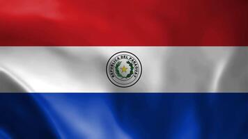 PARAGUAY flag waving in the wind with high quality texture in 4K National Flag. seamless loop animation of the PARAGUAY flag. video