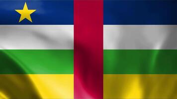 Central African Republic Waving Flag, Central African Republic Flag, Central African Republic Flag Loop Background, 3D Central African Republic flag waving seamless loop video animation.