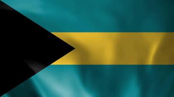 Bahamas flag waving animation, perfect looping, 4K video background, official colors, looping National Bahamas black cyan yellow flag animation background 4k best choice and suit for your footage