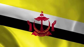 Brunei waving flag seamless loop animation. The National flag of Brunei is 3d waving. Brunei flag 4k High Resolution. video