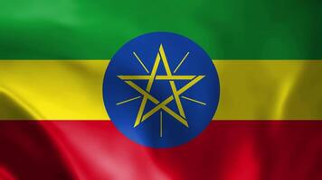 vlag van Ethiopië, golvend vlag van Ethiopië, 4k geven naadloos animatie. video