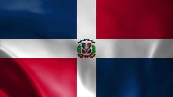 Dominikanska republik flagga. nationell 3d Dominikanska republik flagga vinka. flagga av Dominikanska republik antal fot video vinka i vind. flagga av Dominikanska republik 4k animering