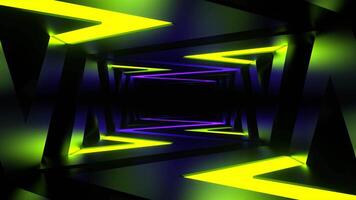 Purple and Lime Corridor of Neon Curve Lines Background VJ Loop video