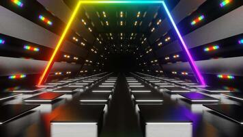 Rainbow Rhomboid Neon Futuristic Corridor Background VJ Loop video
