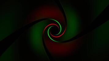 Green and Red Reverse Spiral Neon Tunnel Background VJ Loop video