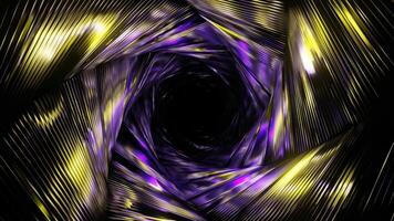 Gold and Purple Hexagonal Interference Spiral Tunnel Background VJ Loop video