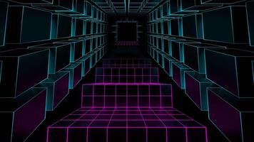 cyan och rosa neon cyberpunk trappa bakgrund vj slinga video