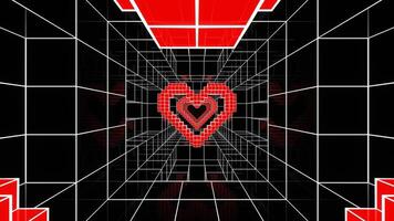 Black and Red Pixel Heart Tunnel Background VJ Loop video