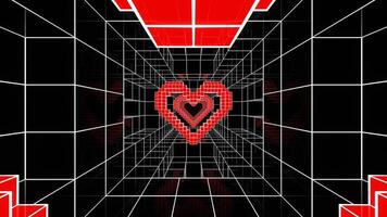 Black and Red Pixel Heart Tunnel Background VJ Loop video