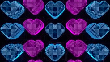 cyan och rosa pixel hjärtan rörelse bakgrund vj slinga video