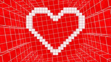 White and Red Pixel Heart Background VJ Loop video