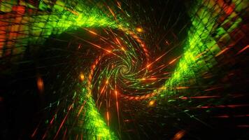 Green and Orange Spiral Net Tunnel Background VJ Loop video