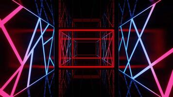 Red and Blue Cyberpunk Movement on Elevator Background VJ Loop video