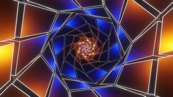 Blue and Orange Hexagonal of Squares Tunnel Background VJ Loop video
