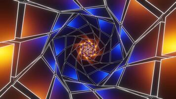 Blue and Orange Hexagonal of Squares Tunnel Background VJ Loop video