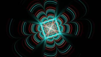 Red and Cyan Neon Glow Clover Tunnel Background VJ Loop video