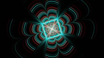 Red and Cyan Neon Glow Clover Tunnel Background VJ Loop video