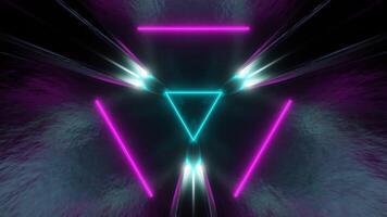 Cyan and Pink Sci-Fi Glossy Triangle Tunnel Background VJ Loop video