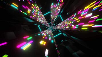 Cyan with Multicolor Lines Sci-Fi Neon Glow Cyber Tunnel Background VJ Loop video