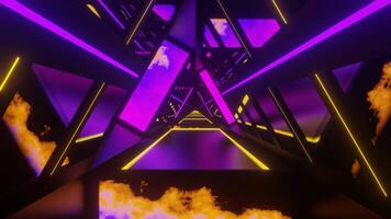 Purple and Yellow Glowing Screen Triangular Tunel Background VJ Loop video