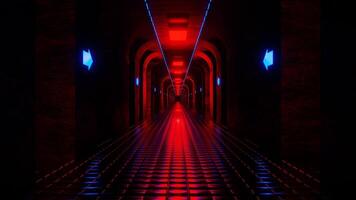 Blue and Red Dungeon Tunnel Background VJ Loop video