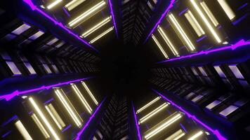 Purple and Yellow Neon Glow Mirrored Squares Tunnel Background VJ Loop video