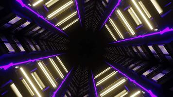 Purple and Yellow Neon Glow Mirrored Squares Tunnel Background VJ Loop video