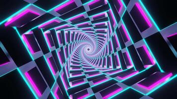 Cyan and Pink Neon Glowing Spiral Chess Type Background VJ Loop video