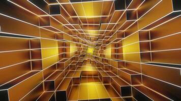 Gold and White Neon Glowing Sci-Fi Spiraled Room Background VJ Loop video