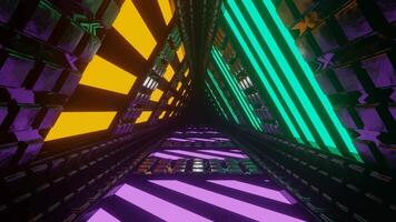 Turquoise and Orange and Light Purple Rotating Glowing Screen Triangular Tunnel Background VJ Loop video