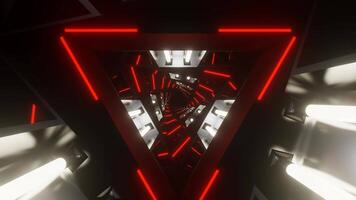 Red and White Neon Glowing Mirrored Triangular Spiral Background VJ Loop video