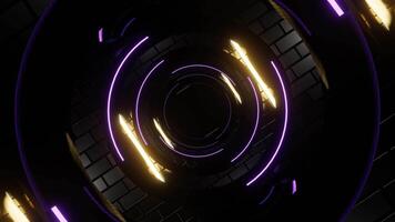 Yellow and Purple Neon Cylindrical Mirror Tunnel Background VJ Loop video