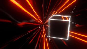 Orange and White Sci-Fi Neon Weightlessness Tunnel Background VJ Loop video