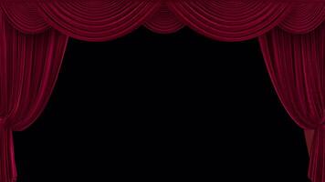 Closing red velvet theatrical curtains with alpha channel video