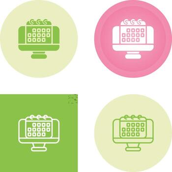 Desktop computer with cale Vector Icon