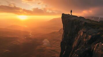 AI generated Adventurous Soul Embracing the Golden Horizon with Determination and Courage photo