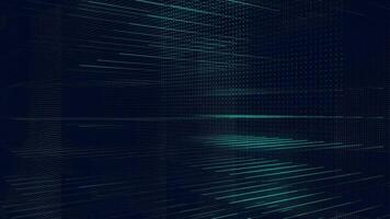 Stylish blue green abstract technology background with a glowing grid of lines, dots and digital data particles. This modern minimalist motion background is full HD and a seamless loop. video