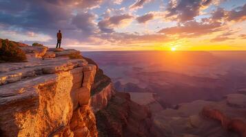AI generated Contemplation at the Cliff Embracing Resilience in the Face of the Unknown photo