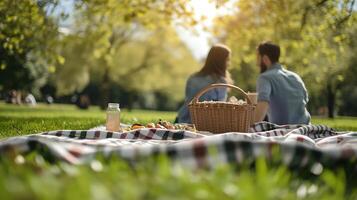 AI generated Man and Woman Planting Greenery in Garden Bed with Sunflowers in the Background photo